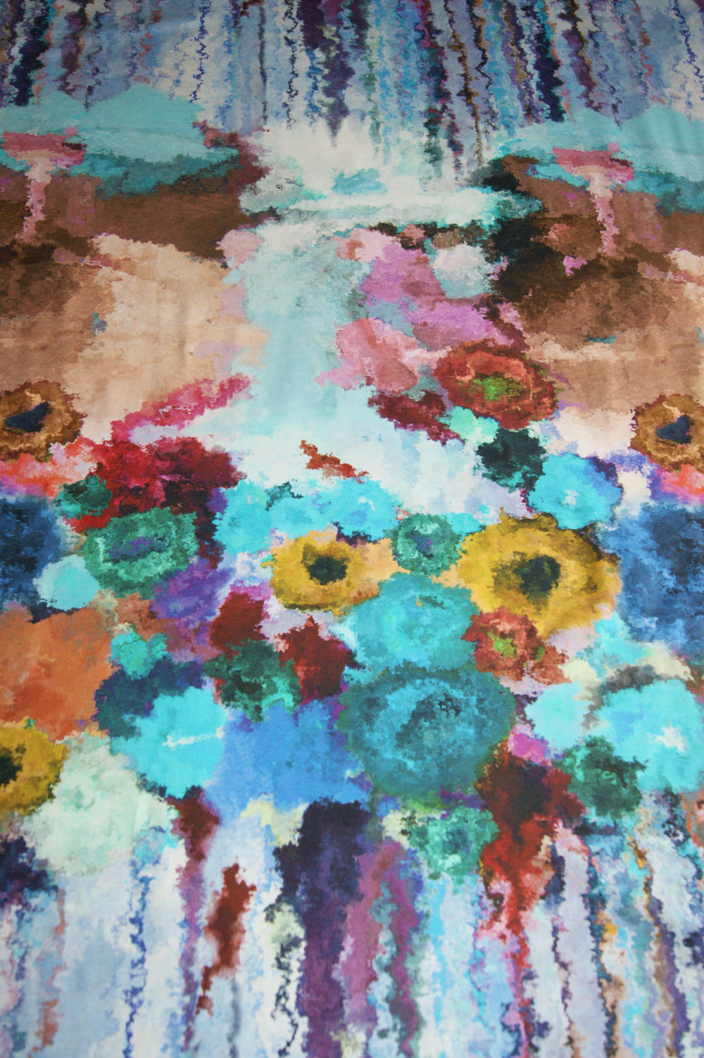 BW-Jersey Rapportmuster bunte Aquarellblumen