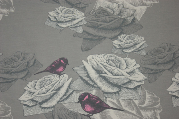  BW - Jersey hellgrau/dklgrau Rosen mit Vögeln