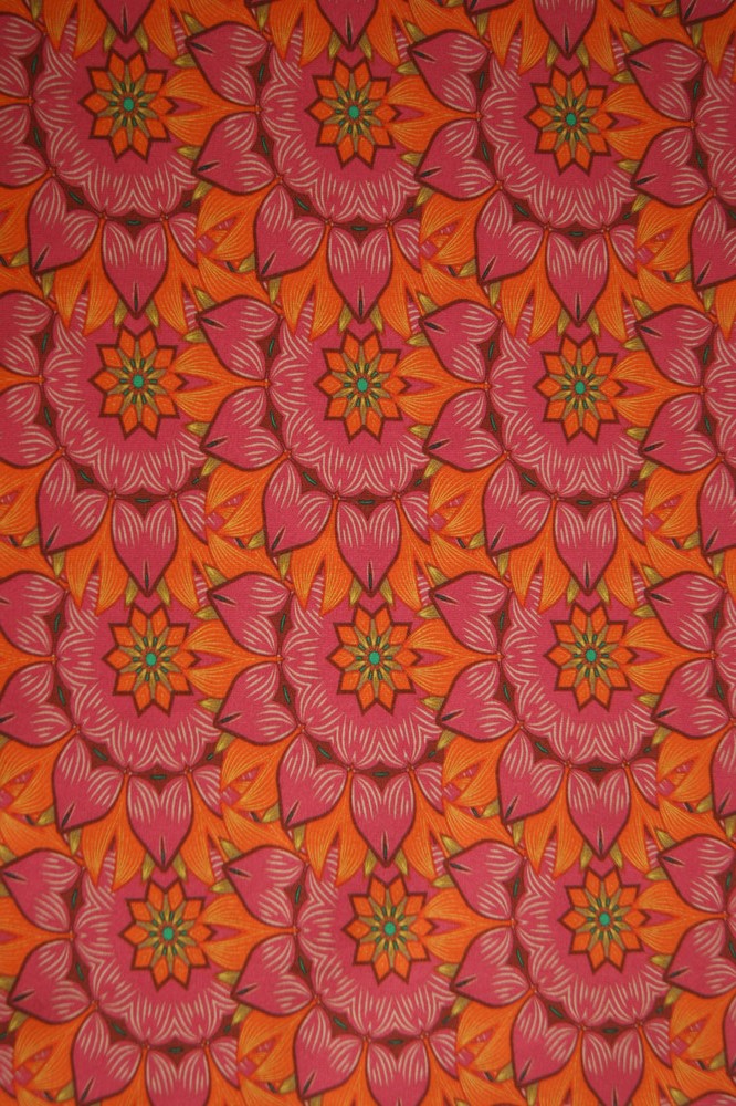 BW-Jersey Blumen retro orange/pink