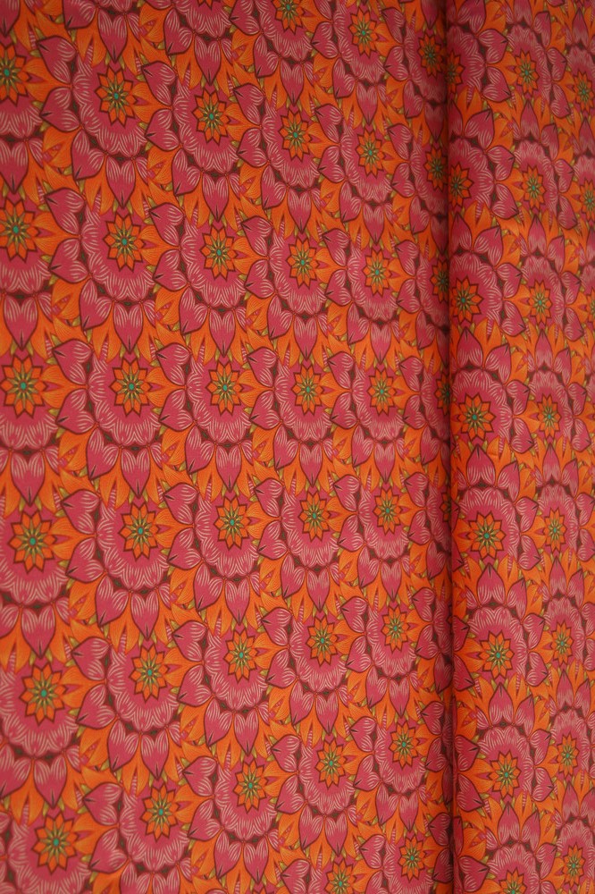  BW-Jersey Blumen retro orange/pink