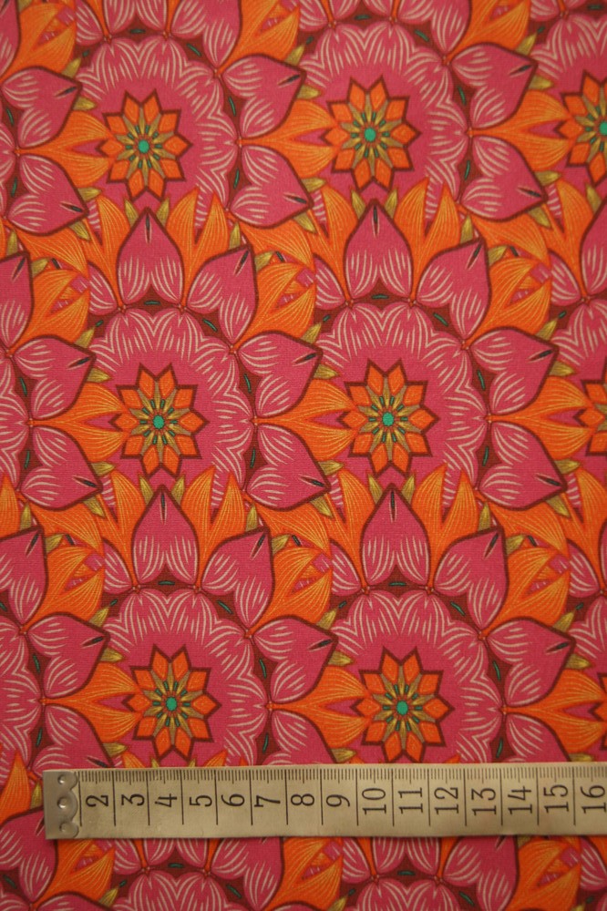  BW-Jersey Blumen retro orange/pink
