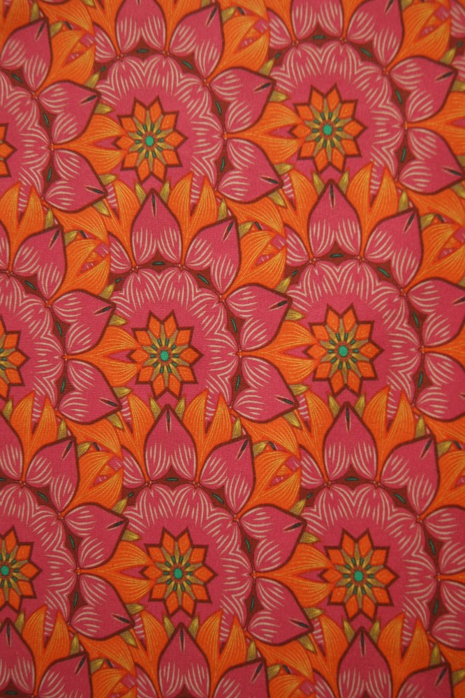 BW-Jersey Blumen retro orange/pink