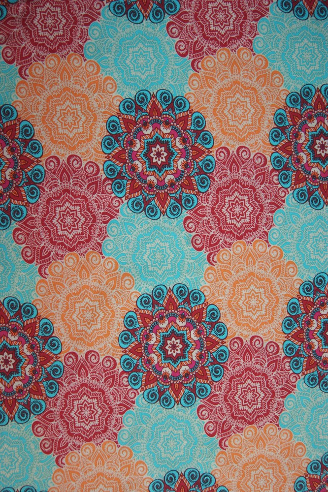  BW-Jersey Mandalas türkis/rot/orange
