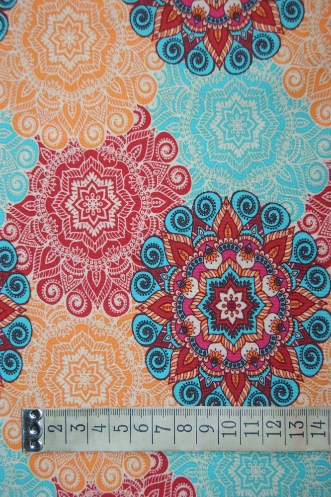  BW-Jersey Mandalas türkis/rot/orange