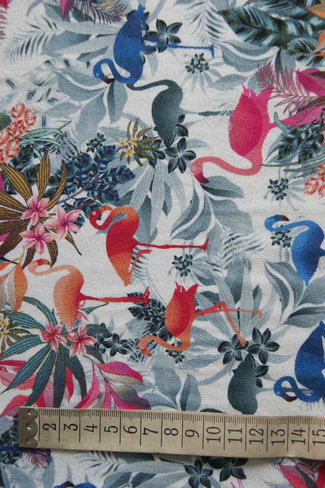 Viscose-Jersey Muster bunt mit Flamingos